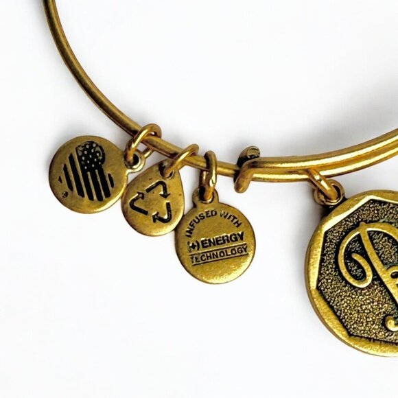 Alex and Ani Letter Initial R Charm Bangle Gold Bracelet - Picture 3 of 4
